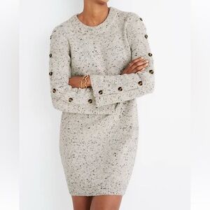 Madewell Cream Speckled Knit Sweater Dress
